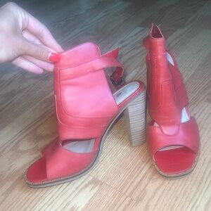 Red Leather heels; women’s size 8.5